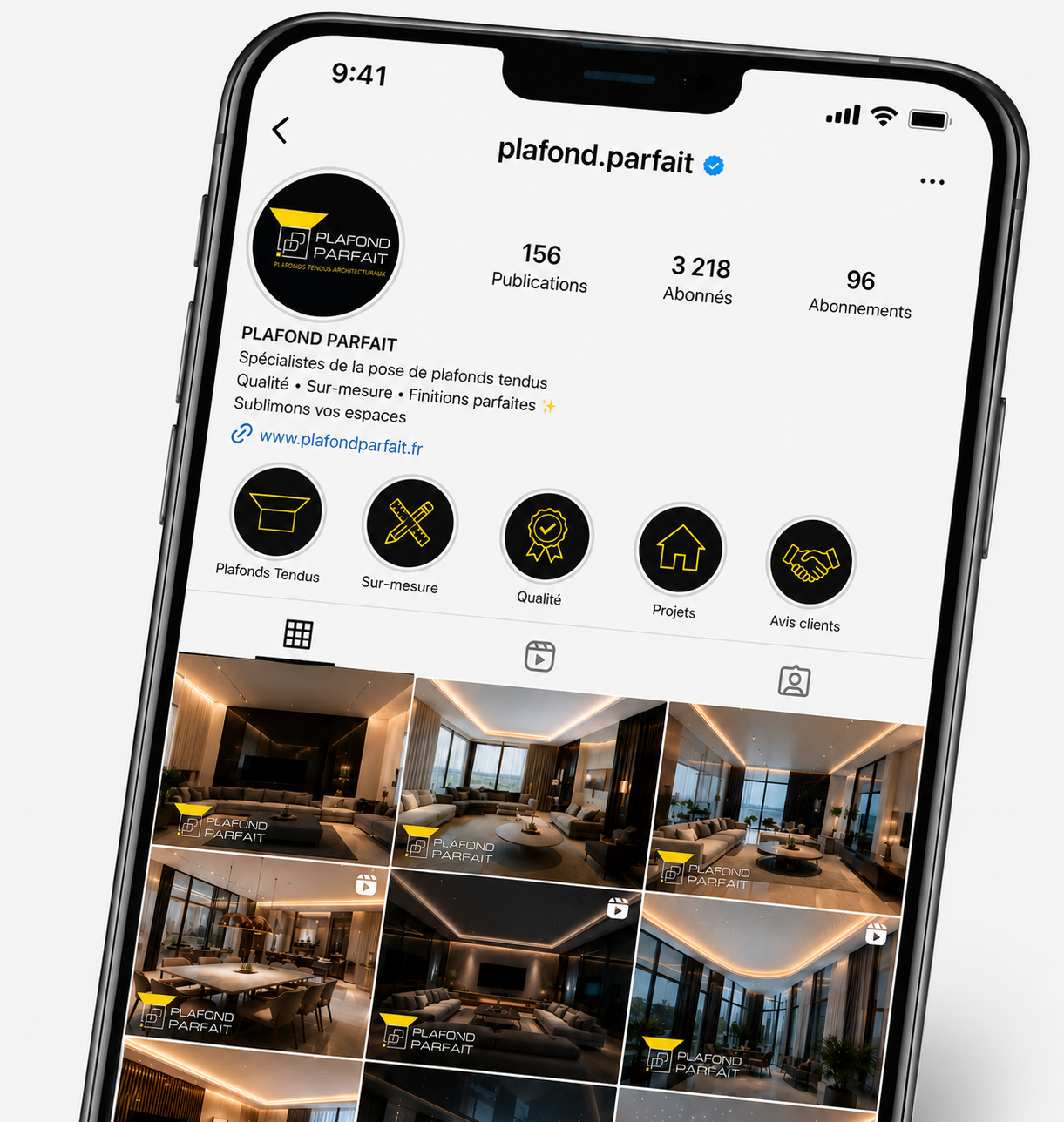 Plafond Parfait sur Instagram et TikTok